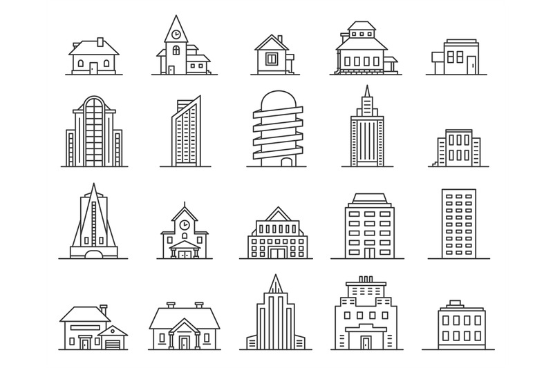 line-skyscrapers-and-houses-outline-city-and-town-building-real-esta