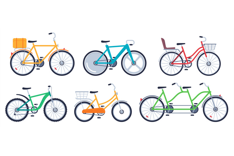 bicycle-of-set-color-flat-for-adult-and-kids
