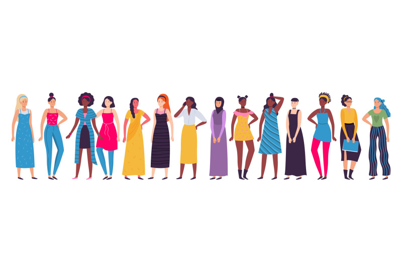 multiethnic-group-of-women-vector-diverse-standing-female