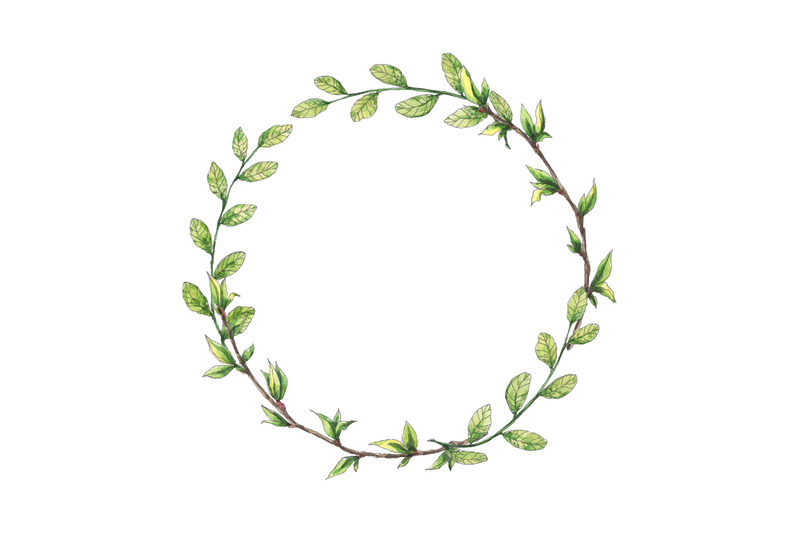spring-green-branches-circle-frame-wreath