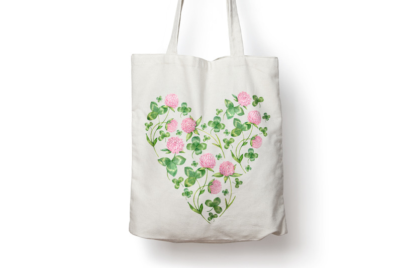 watercolor-cliparts-set-pink-clover-flowers-and-leaves