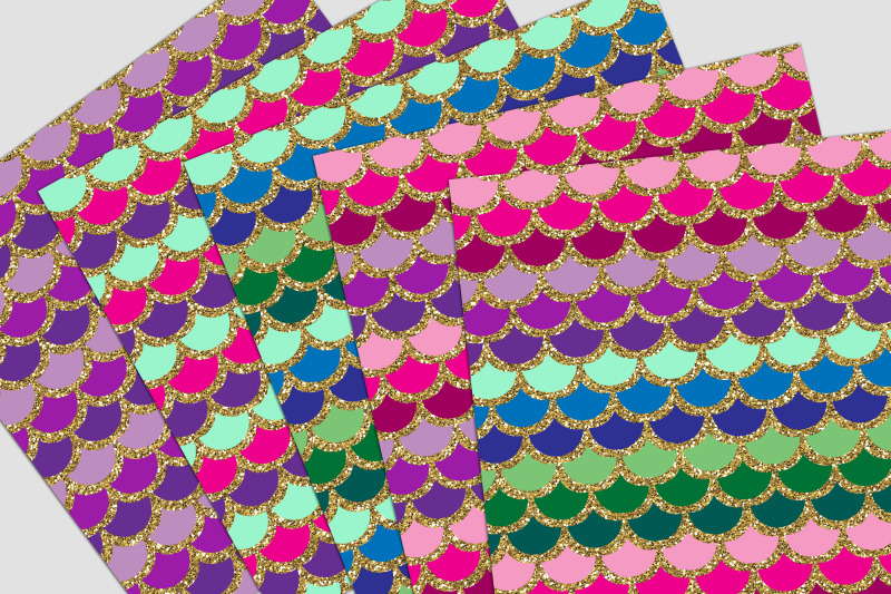 glitter-mermaid-scales-digital-paper-pack