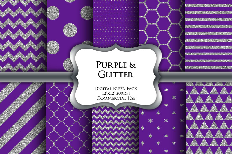 purple-glitter-digital-paper-pack