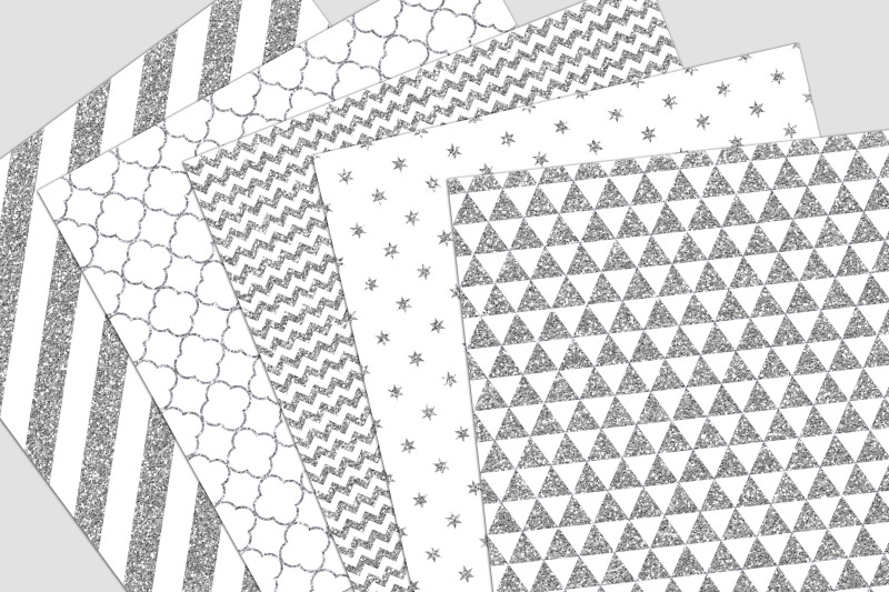 white-glitter-digital-paper-pack