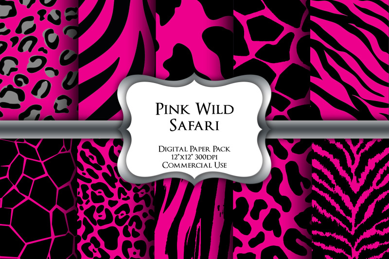 hot-pink-wild-safari-digital-paper-pack