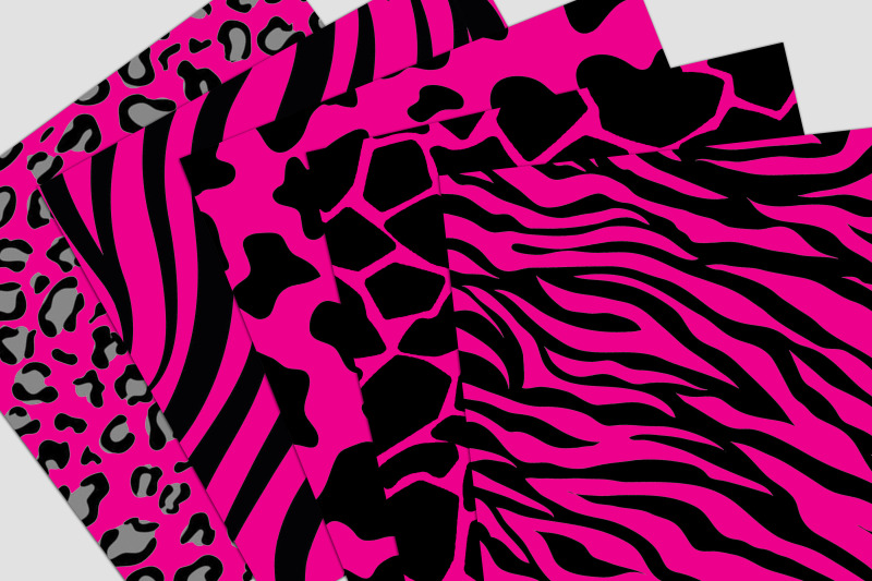 hot-pink-wild-safari-digital-paper-pack