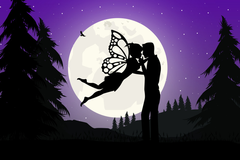 fairy-fall-in-love-silhouette