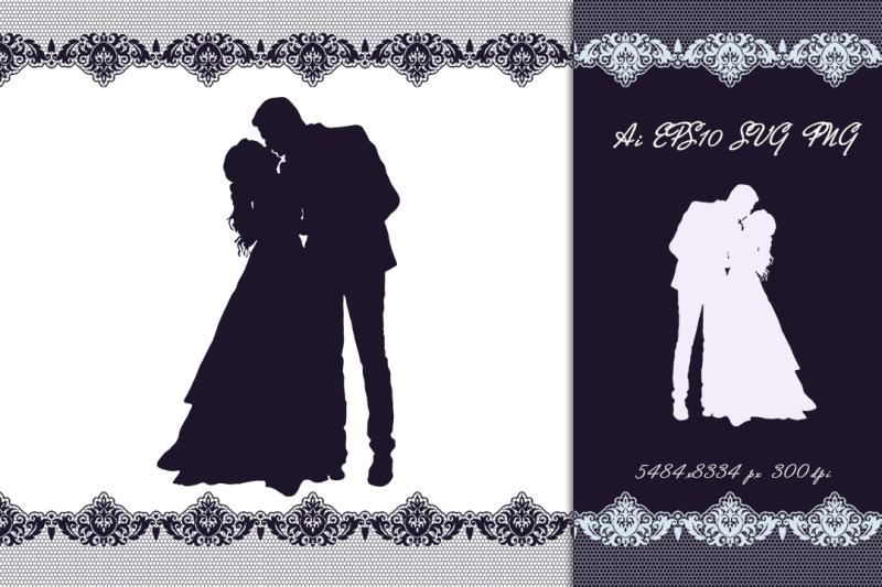 silhouette-of-the-bride-and-groom-kiss-svg