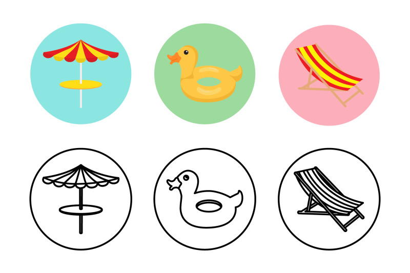 swimming-pool-umbrella-icon-bundle