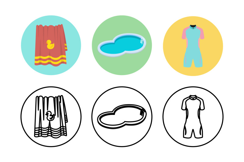 swimming-pool-towel-icon-bundle
