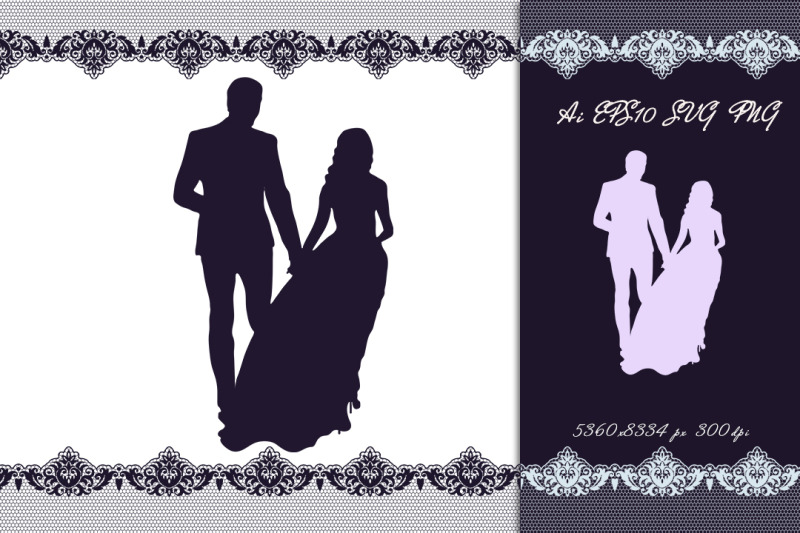 the-wedding-couple-leaves-silhouette-svg
