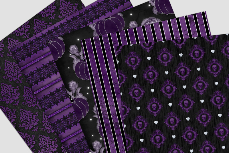 purple-halloween-digital-paper-pack