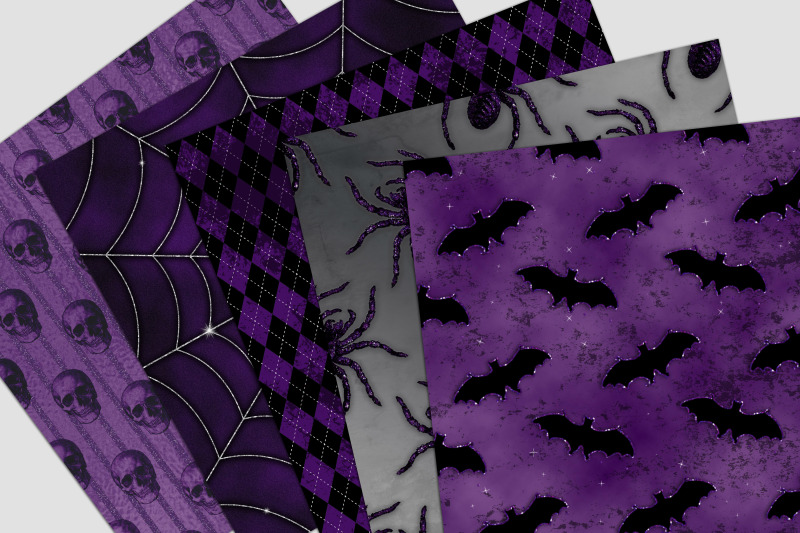 purple-halloween-digital-paper-pack