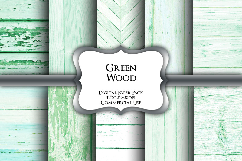 green-wood-digital-paper-pack