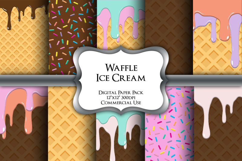 waffle-ice-cream-digital-paper-pack