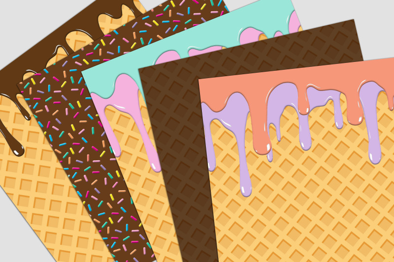 waffle-ice-cream-digital-paper-pack