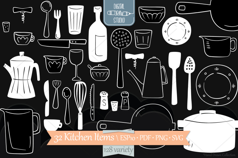 kitchen-items-white-hand-drawn-household-cooking-doodles