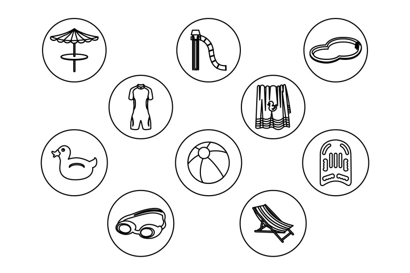 swimming-pool-outline-icon-bundle