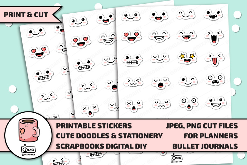 kawaii-printable-digital-stickers