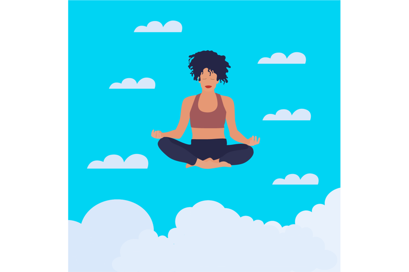 woman-meditates-and-soar-in-cloudy-sky