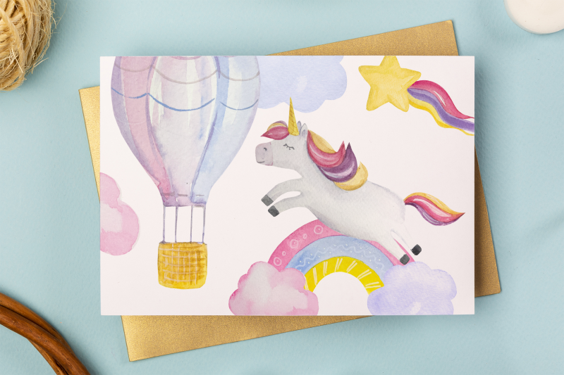 baby-unicorns-watercolor-clip-art-set