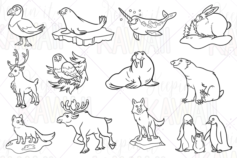 arctic-animals-digital-stamps