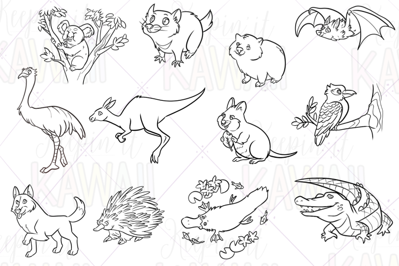 australian-animals-digital-stamps