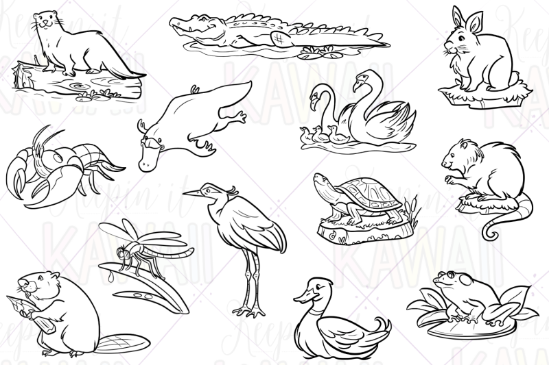 wetland-animals-digital-stamps