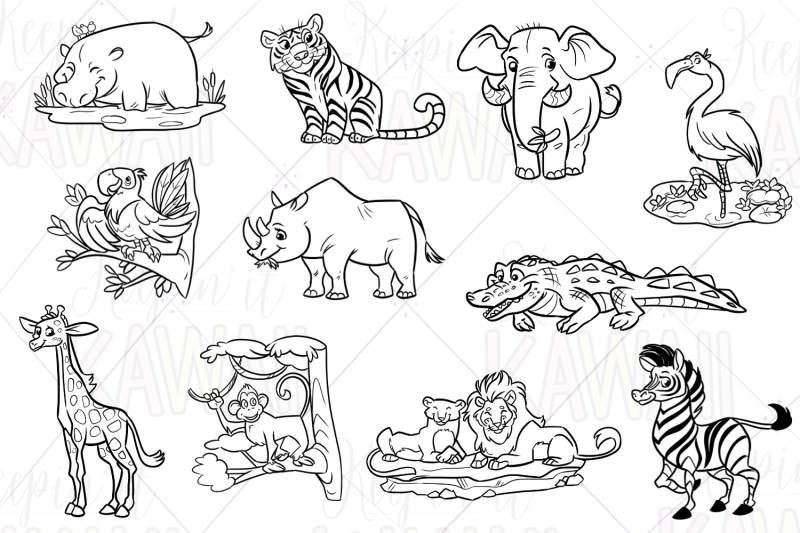 zoo-animals-digital-stamps