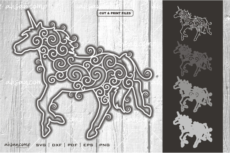 Download Unicorn #2 Mandala Vector 3D Layered By Ahsancomp Studio ...