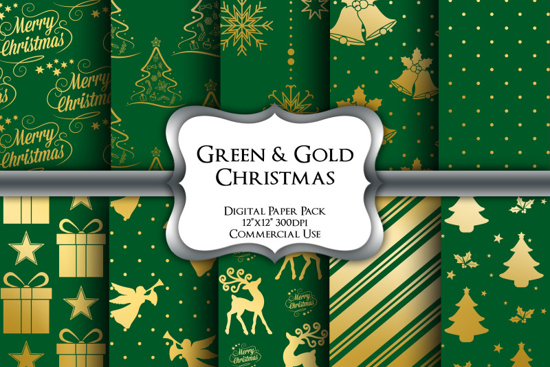 green-amp-gold-christmas-digital-paper-pack