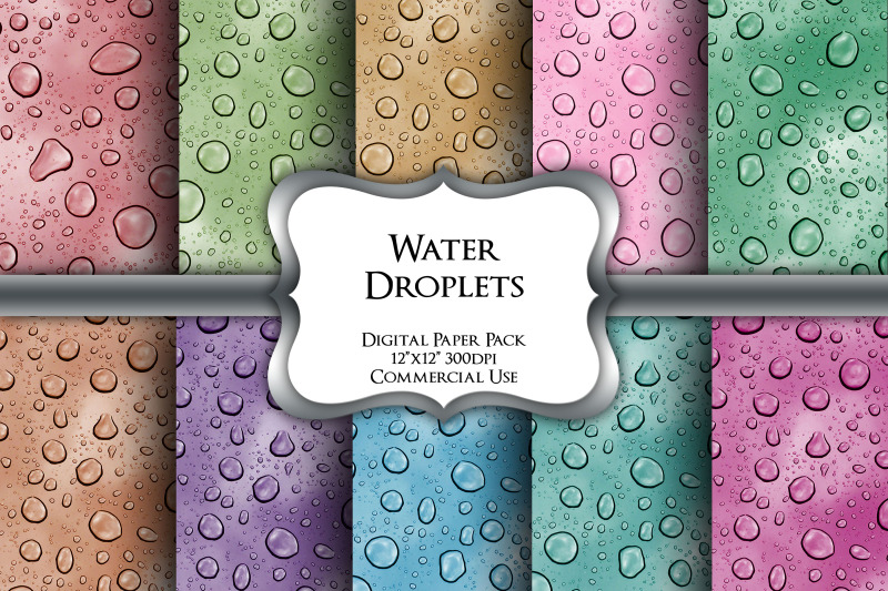 water-droplets-digital-paper-pack