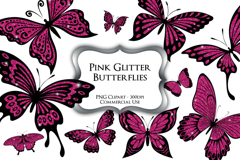 pink-glitter-butterflies-png-clipart