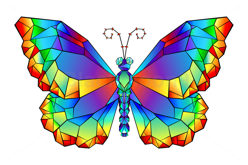 rainbow-polygonal-butterfly