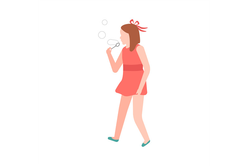 schoolgirl-blowing-bubbles-walking-girl-in-red-dress-on-city-street