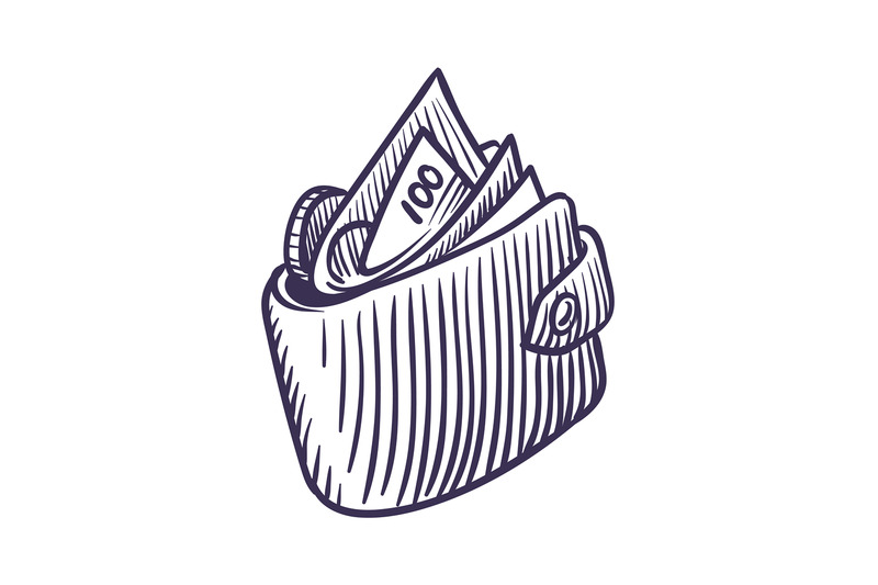 hand-drawn-wallet-shaded-sketch-of-accessory-for-money-financial-tra