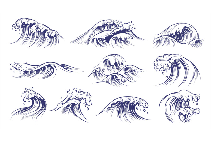 ocean-hand-drawn-waves-sketch-style-sea-storm-blue-water-curly-foamy