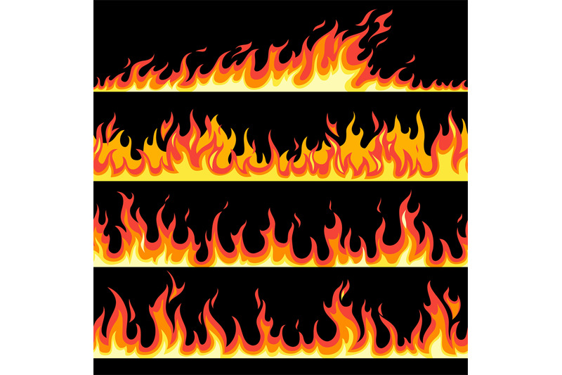 fire-flame-seamless-pattern-set-bright-cartoon-endless-frames-and-bor