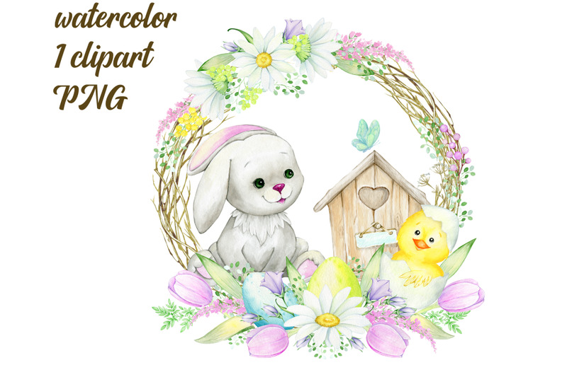 watercolor-easter-bunny-clipart-hand-painted-colorful-egg-rabbit-ani