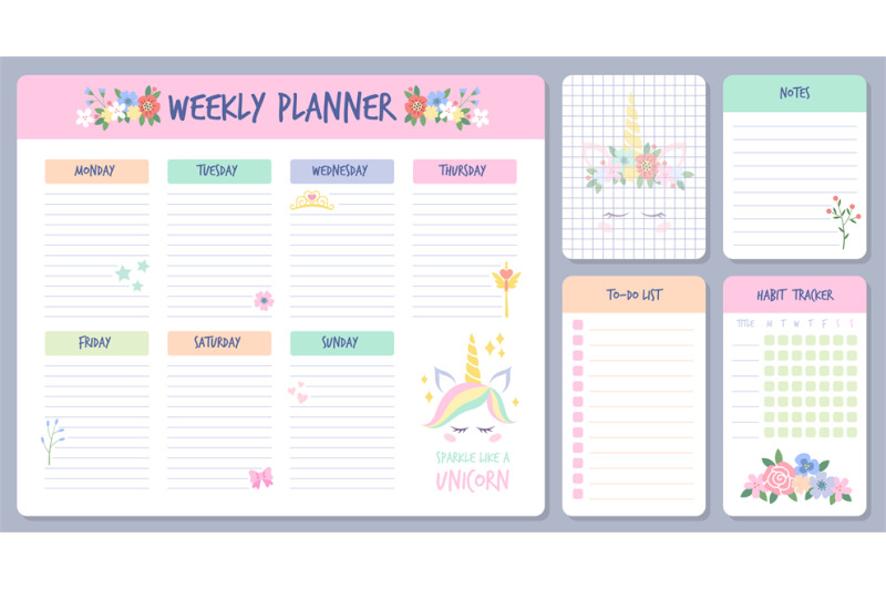 weekly-planner-calendar-days-organizers-with-cute-unicorn-animal-for