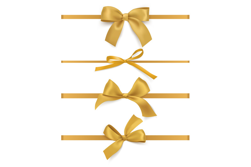 gift-bows-ribbons-realistic-decorative-golden-silk-tapes-luxury-fest