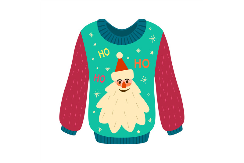 christmas-sweater-with-ugly-print-woolen-jumper-with-santa-claus-patt