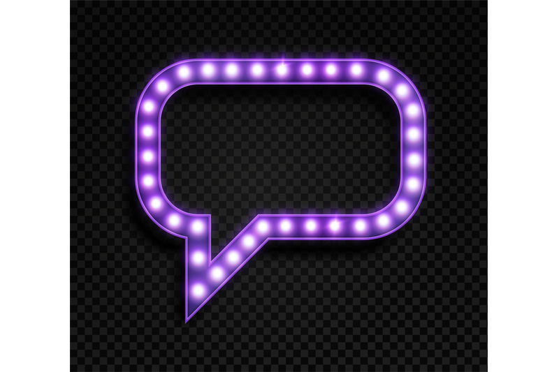 speech-bubble-with-lamps-realistic-glowing-purple-frame-shining-retr