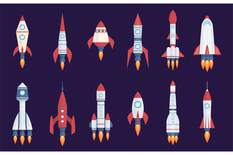 rocket-icons-starting-spaceships-and-spacecrafts-speed-shuttles-coll