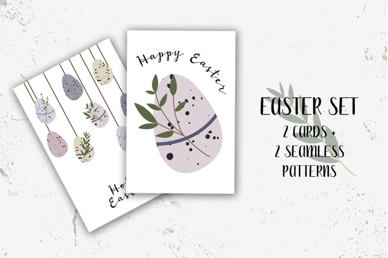 2-easter-cards-cute-easter-egg-eco-rustic-decoration