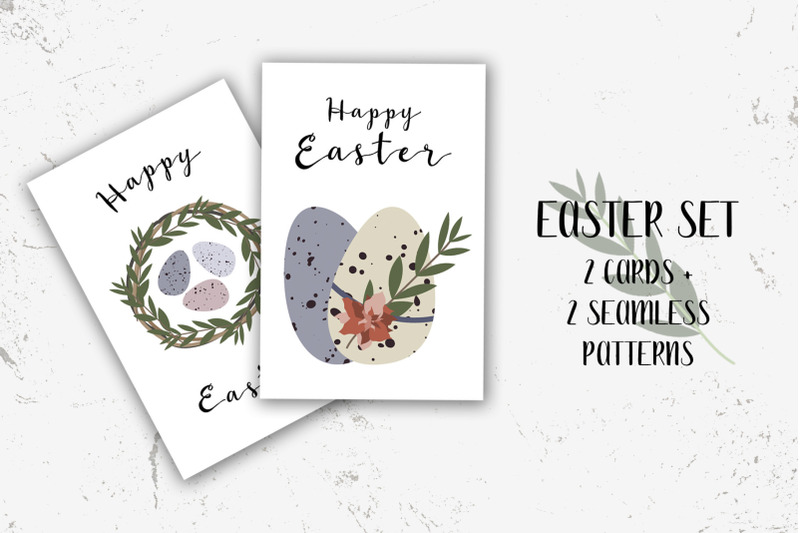 2-easter-cards-cute-easter-egg-eco-rustic-decoration