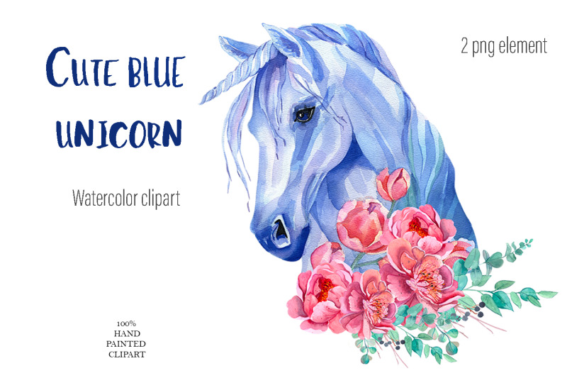 cute-blue-unicorn-clipart-watercolor