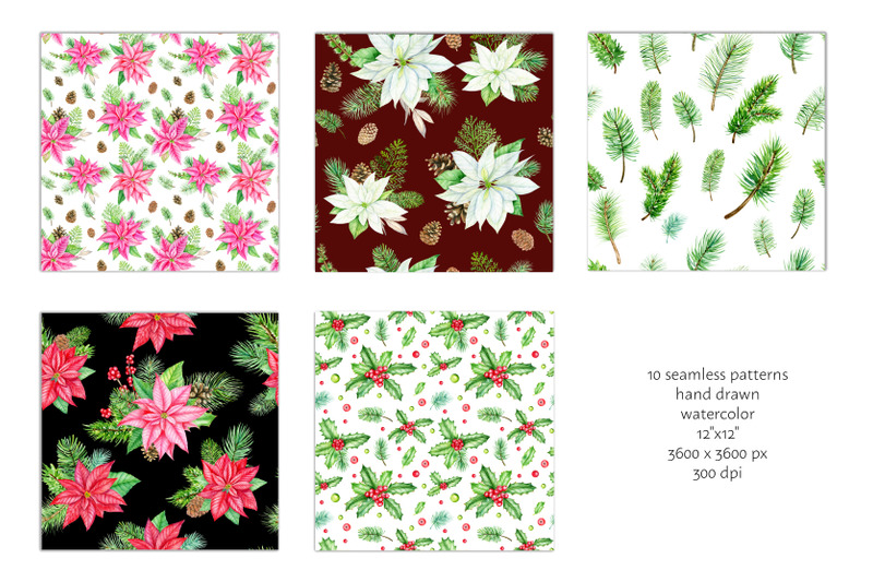 christmas-watercolor-digital-paper-winter-woodland-seamless-pattern