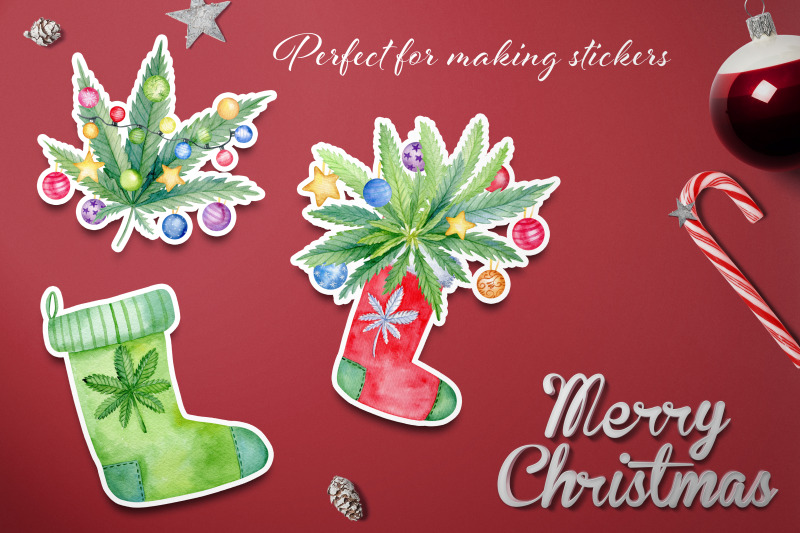 cannabis-christmas-stockings-clipart-set-watercolor-marijuana-leaves