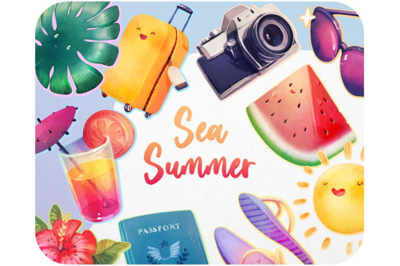 watercolor-cartoon-summer-beach-cute-kids-travel-sticker-sea